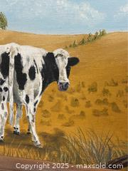 MaxSold Auction: Original Real Painting – Cow in Country Landscape – 14&#34; H - Campbell (California, USA) SELLER MANAGED Downsizing Online Auction - Dell Avenue