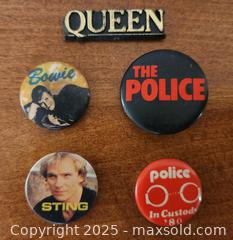 MaxSold Auction: 80s band buttons - Mallorytown (Ontario, Canada) SELLER MANAGED Downsizing Online Auction - County Road 2