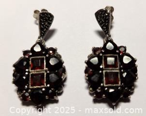 MaxSold Auction: Pair of garnet earrings set in silver - Mallorytown (Ontario, Canada) SELLER MANAGED Downsizing Online Auction - County Road 2