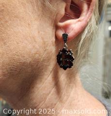 MaxSold Auction: Pair of garnet earrings set in silver - Mallorytown (Ontario, Canada) SELLER MANAGED Downsizing Online Auction - County Road 2