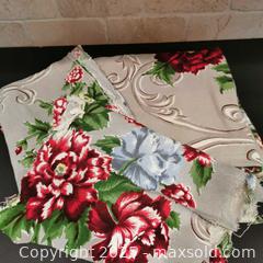 MaxSold Auction: 3 Different Sized Pieces of Barkcloth Floral Fabric - Grimsby (Ontario, Canada) SELLER MANAGED Reseller Online Auction - Mountview Avenue