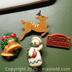 MaxSold Auction: 4 Christmas Brooches Pins Snowman Merry Christmas - Grimsby (Ontario, Canada) SELLER MANAGED Reseller Online Auction - Mountview Avenue