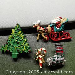 MaxSold Auction: 4 Christmas Brooches Pins Tree Candy Cane - Grimsby (Ontario, Canada) SELLER MANAGED Reseller Online Auction - Mountview Avenue