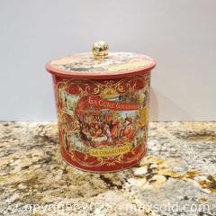 MaxSold Auction: French Cookie Jar Metal Biscuit Tin - Grimsby (Ontario, Canada) SELLER MANAGED Reseller Online Auction - Mountview Avenue