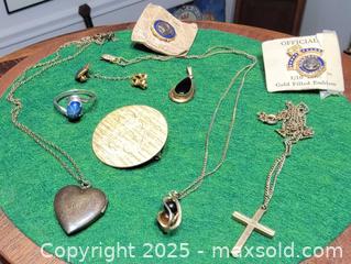 MaxSold Auction: Vintage 10k-12k-14k Gold Filled Jewelry Lot (Pendant, Pins, Necklaces, Ring) - South Heidelberg Township (Pennsylvania, USA) SELLER MANAGED Downsizing Online Auction - North Galen Hall Road