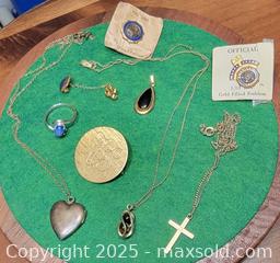 MaxSold Auction: Vintage 10k-12k-14k Gold Filled Jewelry Lot (Pendant, Pins, Necklaces, Ring) - South Heidelberg Township (Pennsylvania, USA) SELLER MANAGED Downsizing Online Auction - North Galen Hall Road