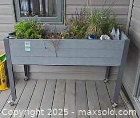 MaxSold Auction: Gray Composite Raised Planter on Legs with Casters  C - Ottawa (Ontario, Canada) PARTNER MANAGED Downsizing Online Auction - Coast Circle