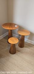 MaxSold Auction: Set of 3 Mid-Century Teak Cone Pedestal Accent Tables  B - Ottawa (Ontario, Canada) PARTNER MANAGED Downsizing Online Auction - Coast Circle