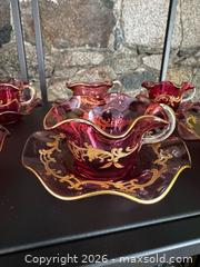 MaxSold Auction: Cranberry & Gold Teacups/Saucers - Stoughton (Massachusetts, USA) SELLER MANAGED Downsizing Online Auction - West Street