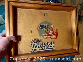 MaxSold Auction: Homemade Wooden New England Patriots Wall Clock  - Stoughton (Massachusetts, USA) SELLER MANAGED Downsizing Online Auction - West Street