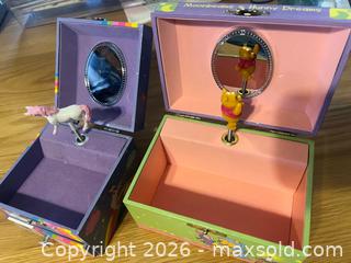 MaxSold Auction: Two Jewelry Music Boxes - Winnie the Pooh Disney , Unicorn Horse  - Stoughton (Massachusetts, USA) SELLER MANAGED Downsizing Online Auction - West Street