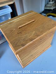 MaxSold Auction: Vintage Oak Church Ballot Offering Voting Box Crate  - Stoughton (Massachusetts, USA) SELLER MANAGED Downsizing Online Auction - West Street