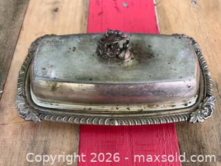 MaxSold Auction: Vintage Silver Plate Metal Butter Dish  - Stoughton (Massachusetts, USA) SELLER MANAGED Downsizing Online Auction - West Street