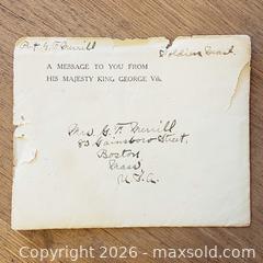 MaxSold Auction: World War 1 Soldier Letter from King George of England - Stoughton (Massachusetts, USA) SELLER MANAGED Downsizing Online Auction - West Street