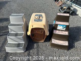 MaxSold Auction: Pet carrier and stairs  - Stone Mills (Ontario, Canada) SELLER MANAGED Downsizing Online Auction - Main Street Newburgh (STORAGE)