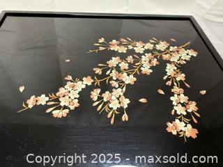 MaxSold Auction: Black lacquerware jewelry box with a cherry blossom design - Menlo Park (California, USA) SELLER MANAGED Downsizing Online Auction - Henderson Place