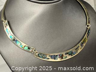 MaxSold Auction: Vintage Alpaca Necklace with abalone made in Mexico - Menlo Park (California, USA) SELLER MANAGED Downsizing Online Auction - Henderson Place