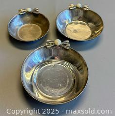 MaxSold Auction: (3) Vintage 900 SILVER Nesting Trinket Bowls Decorated with Bow &#38; Pearl - Marked  - Toronto (Ontario, Canada) PARTNER MANAGED Reseller Online Auction - Queen Street West.