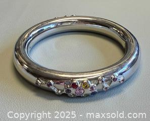 MaxSold Auction: Custom Made Sterling Silver Tourmaline &#38; Multi Colored Sapphires Bangle with Appraisal - Marked - Toronto (Ontario, Canada) PARTNER MANAGED Reseller Online Auction - Queen Street West.