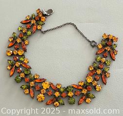 MaxSold Auction:  Vintage Fall Tone Color Rhinestone Bracelet with Safety Chain SHERMAN - Toronto (Ontario, Canada) PARTNER MANAGED Reseller Online Auction - Queen Street West.