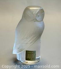 MaxSold Auction: Vintage French Signed Lalique Crystal Owl Paperweight with Original Label  - Toronto (Ontario, Canada) PARTNER MANAGED Reseller Online Auction - Queen Street West.