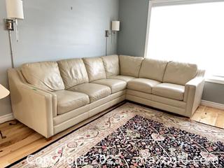 MaxSold Auction: Beige Leather Sectional Couch  - Prince Edward (Ontario, Canada) PARTNER MANAGED Downsizing Online Auction - Conger Drive