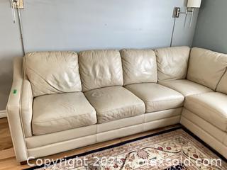 MaxSold Auction: Beige Leather Sectional Couch  - Prince Edward (Ontario, Canada) PARTNER MANAGED Downsizing Online Auction - Conger Drive