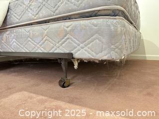 MaxSold Auction: Full-Size Mattress &#38; Box Spring on Metal Frame with Casters - Mississauga (Ontario, Canada) Estate Sale Online Auction - Captain Court