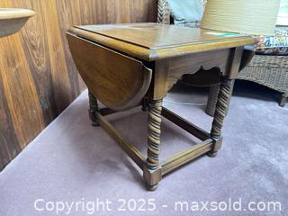 MaxSold Auction: Oak Drop-Leaf Side Table with Barley-Twist Legs - Mississauga (Ontario, Canada) Estate Sale Online Auction - Captain Court