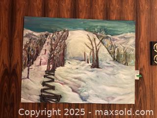 MaxSold Auction: Original Winter Landscape Painting on 36 x 48 in Stretched Canvas - Mississauga (Ontario, Canada) Estate Sale Online Auction - Captain Court