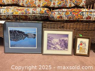 MaxSold Auction: Set of 3 Framed Wall Artworks — 2 Photographic Prints &#38; 1 Embroidery - Mississauga (Ontario, Canada) Estate Sale Online Auction - Captain Court