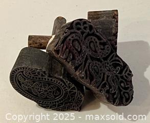 MaxSold Auction: 3 Antique Wood Pattern Print Blocks Indigenous?  - Toronto (Ontario, Canada) PARTNER MANAGED Downsizing Online Auction - Scarborough Road