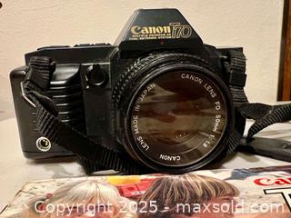 MaxSold Auction: Canon T70 Film Camera 35mm with Manual  - Toronto (Ontario, Canada) PARTNER MANAGED Downsizing Online Auction - Scarborough Road