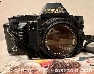 MaxSold Auction: Canon T70 Film Camera 35mm with Manual  - Toronto (Ontario, Canada) PARTNER MANAGED Downsizing Online Auction - Scarborough Road