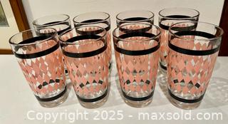 MaxSold Auction: MCM Hazel Atlas Drinking Glasses Pink Argyle Diamond Set of 8  - Toronto (Ontario, Canada) PARTNER MANAGED Downsizing Online Auction - Scarborough Road