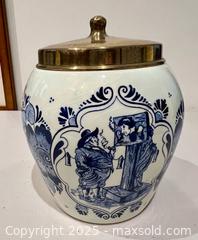MaxSold Auction: Vintage Delft Cookie Jar Unique Blue White Painted Design  - Toronto (Ontario, Canada) PARTNER MANAGED Downsizing Online Auction - Scarborough Road