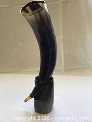 MaxSold Auction: Brass tipped drinking horn with holder - Hamilton (Ontario, Canada) SELLER MANAGED Downsizing Online Auction - St Joseph's Drive (CONDO)