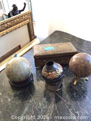 MaxSold Auction: marble balls with stands and brass jewel box - Hamilton (Ontario, Canada) SELLER MANAGED Downsizing Online Auction - St Joseph's Drive (CONDO)