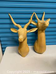 MaxSold Auction: Pair of Carved Wooden Antelope Wall Mount Sculptures – Approx. 28” &#38; 24” – Solid Wood - Vancouver (British Columbia, Canada) SELLER MANAGED Reseller Online Auction - East 7th Avenue (STORAGE)