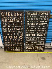 MaxSold Auction: Pair of Oversized Canvas Wall Art – New York &#38; Paris Typography (58”x30”) - Vancouver (British Columbia, Canada) SELLER MANAGED Reseller Online Auction - East 7th Avenue (STORAGE)