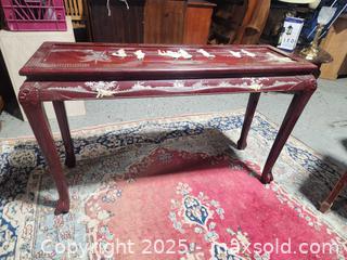 MaxSold Auction: Red laquer Chinoserie hallway table - Upper Moreland Township (Pennsylvania, USA) SELLER MANAGED Charity/Fundraising Online Auction - Davisville Road