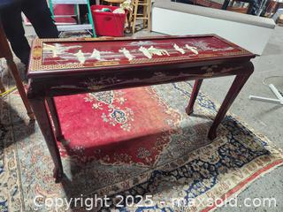 MaxSold Auction: Red laquer Chinoserie hallway table - Upper Moreland Township (Pennsylvania, USA) SELLER MANAGED Charity/Fundraising Online Auction - Davisville Road