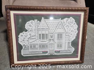 MaxSold Auction: Vintage framed lace placemat. - Upper Moreland Township (Pennsylvania, USA) SELLER MANAGED Charity/Fundraising Online Auction - Davisville Road