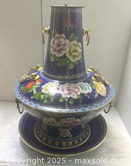 MaxSold Auction: 19” Cloisonné Enamel Gilt Peony Flower Hot Pot Pan Boiler Chafing Dish - Markham (Ontario, Canada) SELLER MANAGED Downsizing Online Auction - Loring Crescent