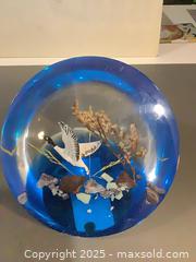 MaxSold Auction: Blue Encased Glass Paperweight with Flying Bird and Botanicals ## - Ottawa (Ontario, Canada) SELLER MANAGED Downsizing Online Auction - Oaklawn Crescent