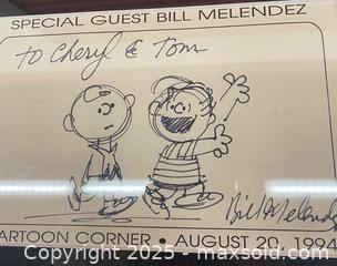 MaxSold Auction: This is a framed, hand-drawn sketch featuring the Peanuts characters Charlie Brown and Lin - Vancouver (British Columbia, Canada) SELLER MANAGED Moving Online Auction - West Broadway (CONDO)