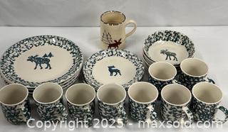 MaxSold Auction: Stoneware “Moose Country” Spongeware Dinnerware - Campbell (California, USA) PARTNER MANAGED Estate Sale Online Auction -  Dell Avenue