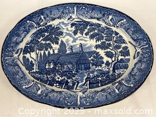 MaxSold Auction: Vintage Blue &#38; White &#34;Farmhouse and Mill&#34; Platter - Campbell (California, USA) PARTNER MANAGED Estate Sale Online Auction -  Dell Avenue
