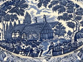 MaxSold Auction: Vintage Blue &#38; White &#34;Farmhouse and Mill&#34; Platter - Campbell (California, USA) PARTNER MANAGED Estate Sale Online Auction -  Dell Avenue