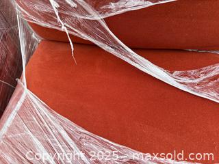 MaxSold Auction: Set of 2 Upholstered Dining/Bench Chairs, Rust Fabric, Dark Wood - Decatur (Georgia, USA) SELLER MANAGED Reseller Online Auction - Snapfinger Woods Drive (STORAGE)